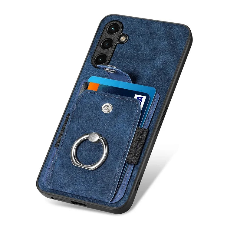 D2 For Samsung Galaxy M15 5G Case Ring Card Holder Kickstand Protective Cover