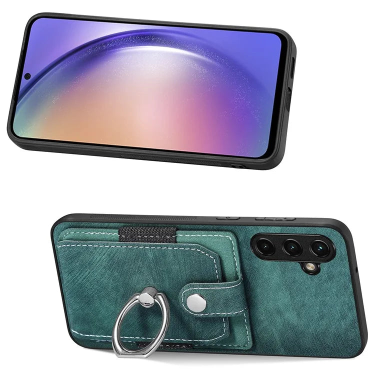 D2 For Samsung Galaxy M15 5G Case Ring Card Holder Kickstand Protective Cover