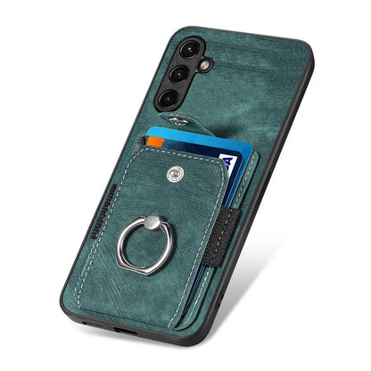 D2 For Samsung Galaxy M15 5G Case Ring Card Holder Kickstand Protective Cover