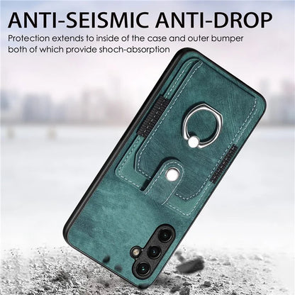 D2 For Samsung Galaxy M15 5G Case Ring Card Holder Kickstand Protective Cover