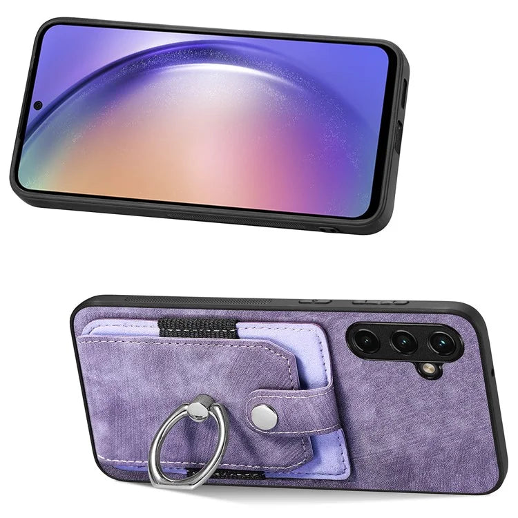 D2 For Samsung Galaxy M15 5G Case Ring Card Holder Kickstand Protective Cover