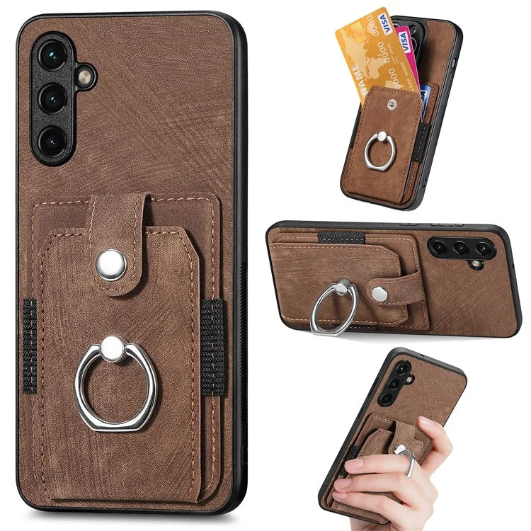 D2 For Samsung Galaxy M15 5G Case Ring Card Holder Kickstand Protective Cover