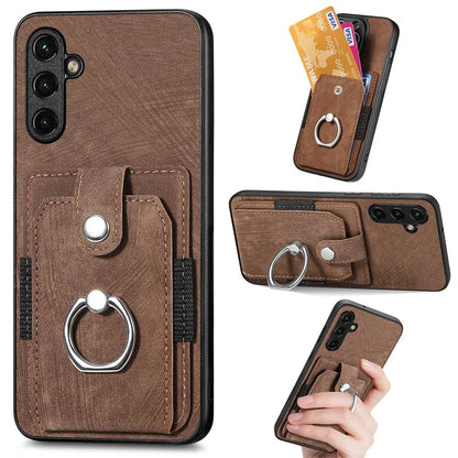 D2 For Samsung Galaxy M15 5G Case Ring Card Holder Kickstand Protective Cover