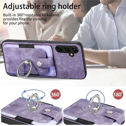 D2 For Samsung Galaxy M15 5G Case Ring Card Holder Kickstand Protective Cover