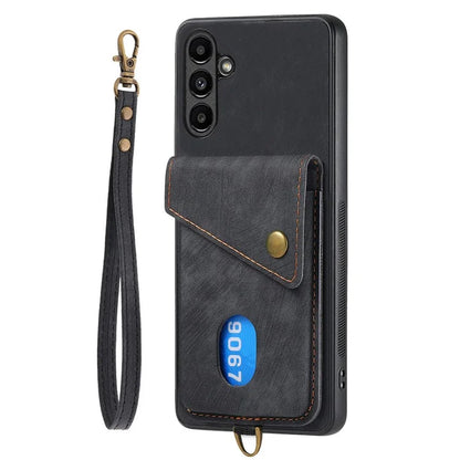 D1 For Samsung Galaxy A55 5G Case Retro Leather+TPU Phone Cover with Card Bag