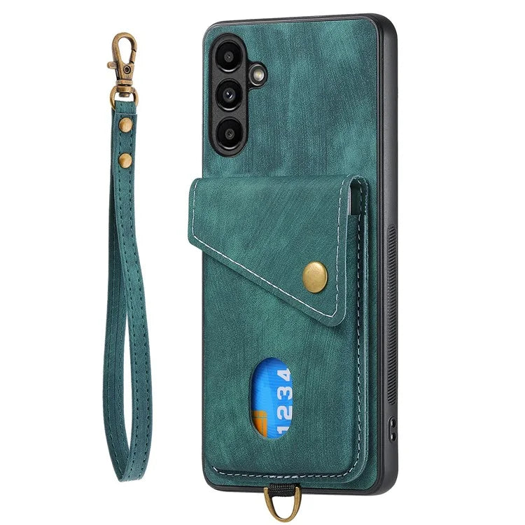 D1 For Samsung Galaxy A55 5G Case Retro Leather+TPU Phone Cover with Card Bag