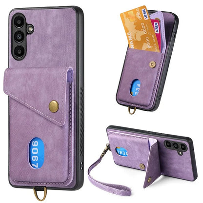 D1 For Samsung Galaxy A55 5G Case Retro Leather+TPU Phone Cover with Card Bag