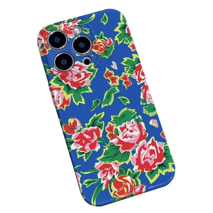 For iPhone 13 Pro Max 6.7 inch PC Case Chinese Elements Flower Pattern Protective Phone Cover