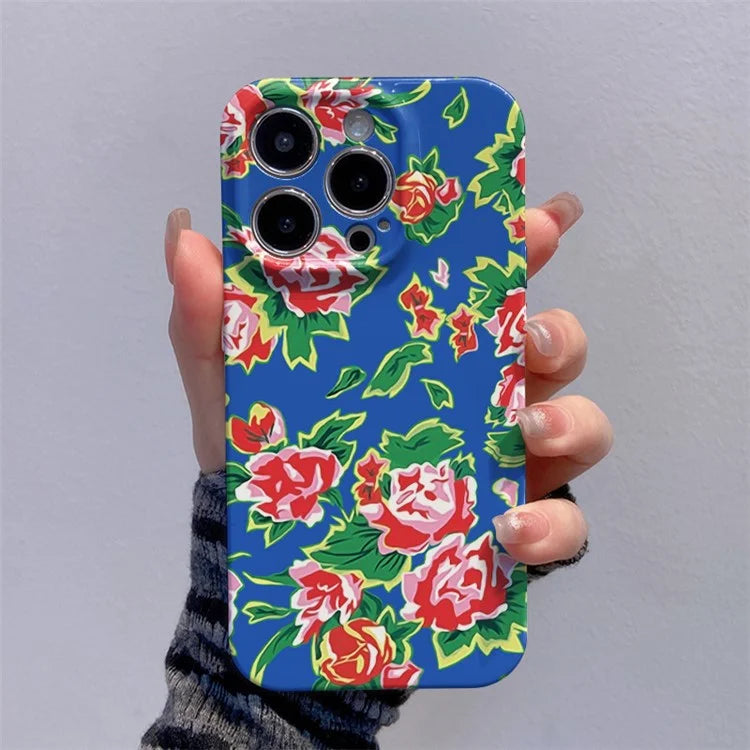 For iPhone 13 Pro Max 6.7 inch PC Case Chinese Elements Flower Pattern Protective Phone Cover