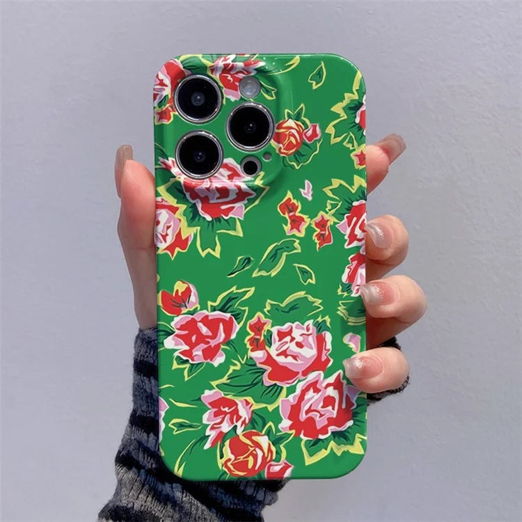 For iPhone 13 Pro Max 6.7 inch PC Case Chinese Elements Flower Pattern Protective Phone Cover