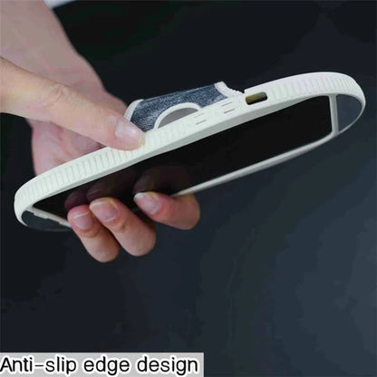 For iPhone 12 Pro Max Kickstand Case Denim Slipper Design Mirror Function TPU Phone Cover