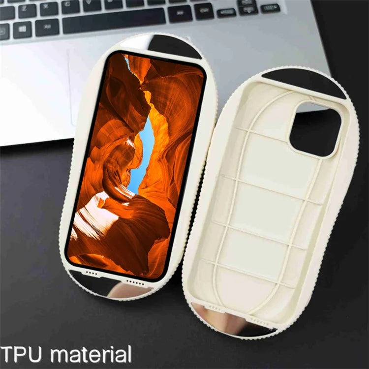 For iPhone 12 Pro Max Kickstand Case Denim Slipper Design Mirror Function TPU Phone Cover