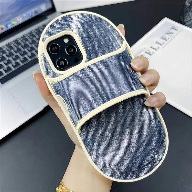 For iPhone 15 Pro Max Case Funny Denim Slipper Design Flexible TPU Phone Cover