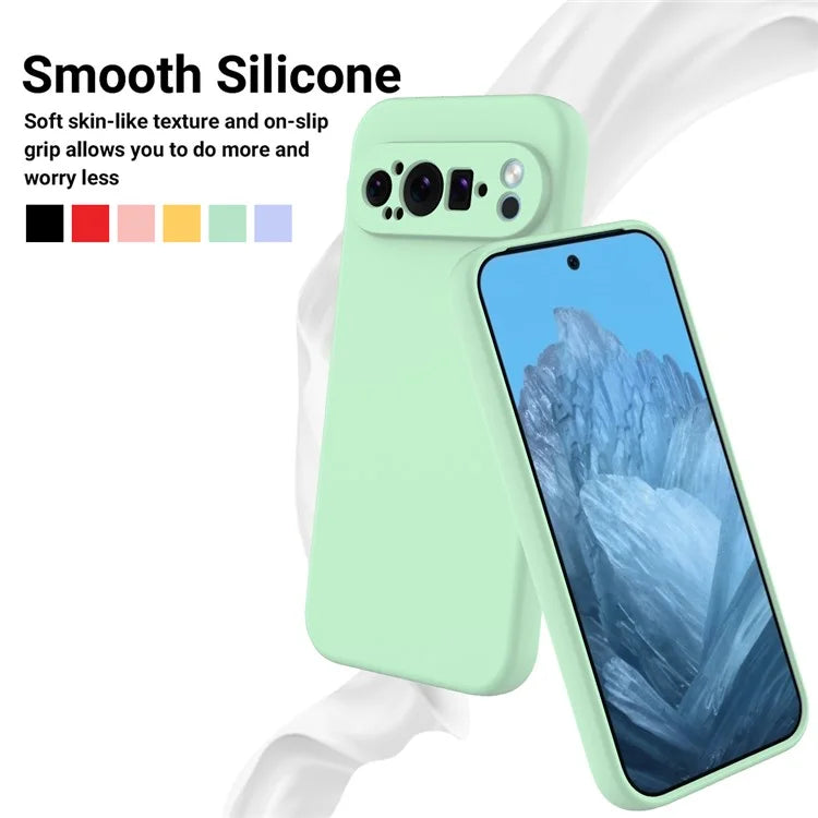 For Google Pixel 9 Pro XL Liquid Silicone Cell Phone Cases Drop-Proof Back Cover with Strap