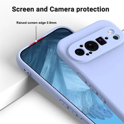 For Google Pixel 9 Pro XL Liquid Silicone Cell Phone Cases Drop-Proof Back Cover with Strap