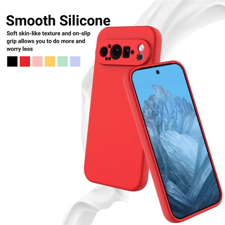 For Google Pixel 9 Pro Cell Phone Case Soft Lining Liquid Silicone Anti-Scratch Back Cover
