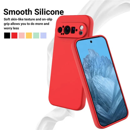 For Google Pixel 9 Pro Cell Phone Case Soft Lining Liquid Silicone Anti-Scratch Back Cover