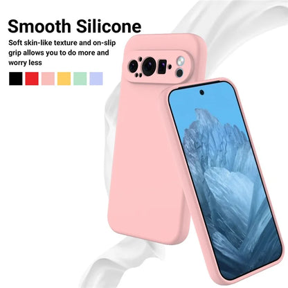 For Google Pixel 9 Pro Cell Phone Case Soft Lining Liquid Silicone Anti-Scratch Back Cover