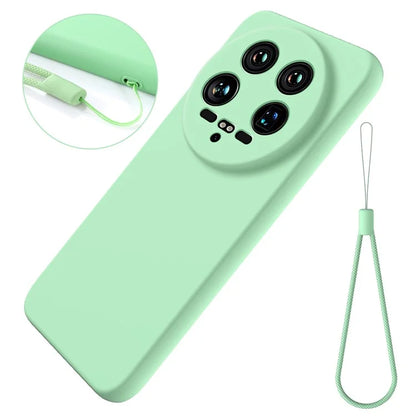 For Xiaomi 14 Ultra Phone Case Liquid Silicone Protective Cover with Hand Strap