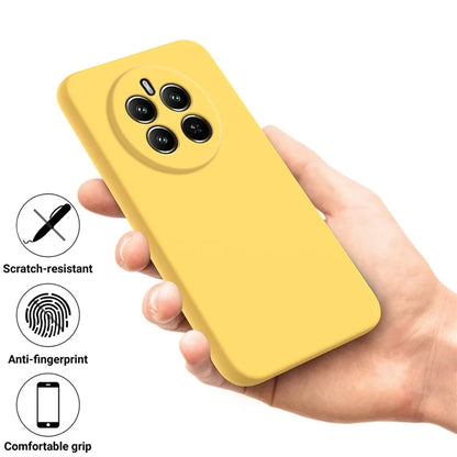 For Realme 12+ 5G Cell Phone Case Liquid Silicone Drop-proof Back Cover with Strap