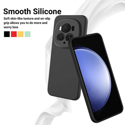 Back Case for Honor Magic6 Pro 5G Liquid Silicone Mobile Phone Cover with Strap