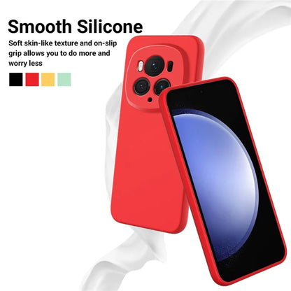 Back Case for Honor Magic6 Pro 5G Liquid Silicone Mobile Phone Cover with Strap