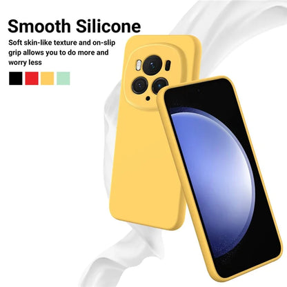 Back Case for Honor Magic6 Pro 5G Liquid Silicone Mobile Phone Cover with Strap