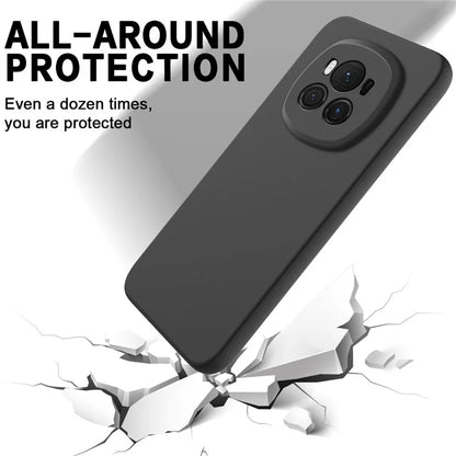 For Honor Magic6 5G Cell Phone Case Solid Color Liquid Silicone Anti-scratch Cover with Strap