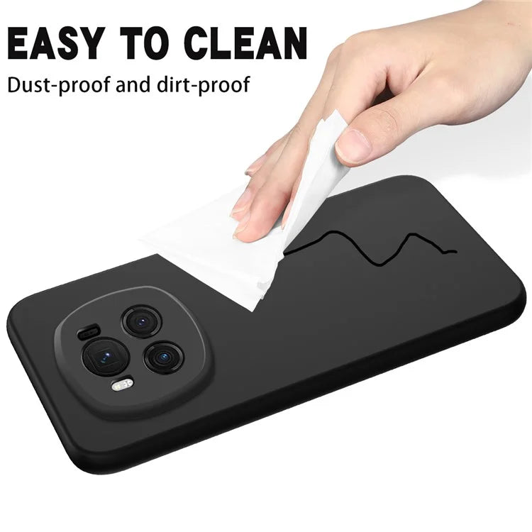 For Honor Magic6 5G Cell Phone Case Solid Color Liquid Silicone Anti-scratch Cover with Strap