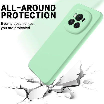 For Honor Magic6 5G Cell Phone Case Solid Color Liquid Silicone Anti-scratch Cover with Strap
