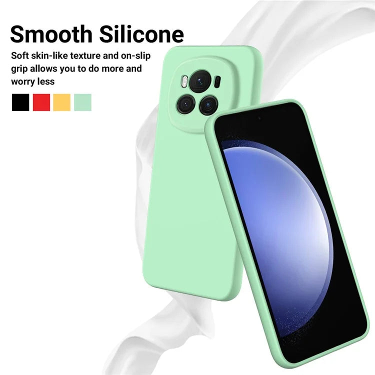 For Honor Magic6 5G Cell Phone Case Solid Color Liquid Silicone Anti-scratch Cover with Strap