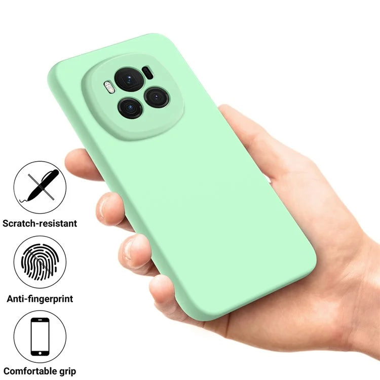 For Honor Magic6 5G Cell Phone Case Solid Color Liquid Silicone Anti-scratch Cover with Strap