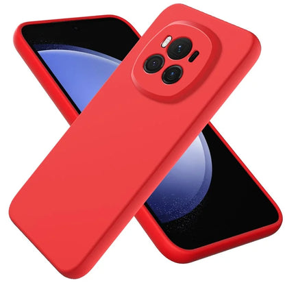 For Honor Magic6 5G Cell Phone Case Solid Color Liquid Silicone Anti-scratch Cover with Strap
