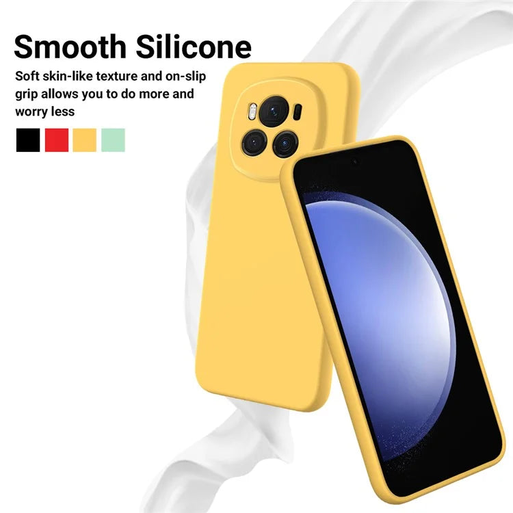 For Honor Magic6 5G Cell Phone Case Solid Color Liquid Silicone Anti-scratch Cover with Strap