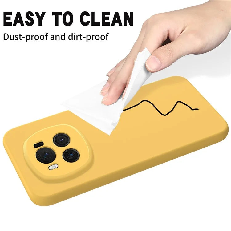 For Honor Magic6 5G Cell Phone Case Solid Color Liquid Silicone Anti-scratch Cover with Strap