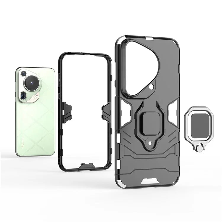 For Huawei Pura 70 Ultra Case Ring Kickstand Drop-proof PC+TPU Shell