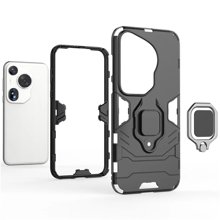 For Huawei Pura 70 Ultra Case Ring Kickstand Drop-proof PC+TPU Shell