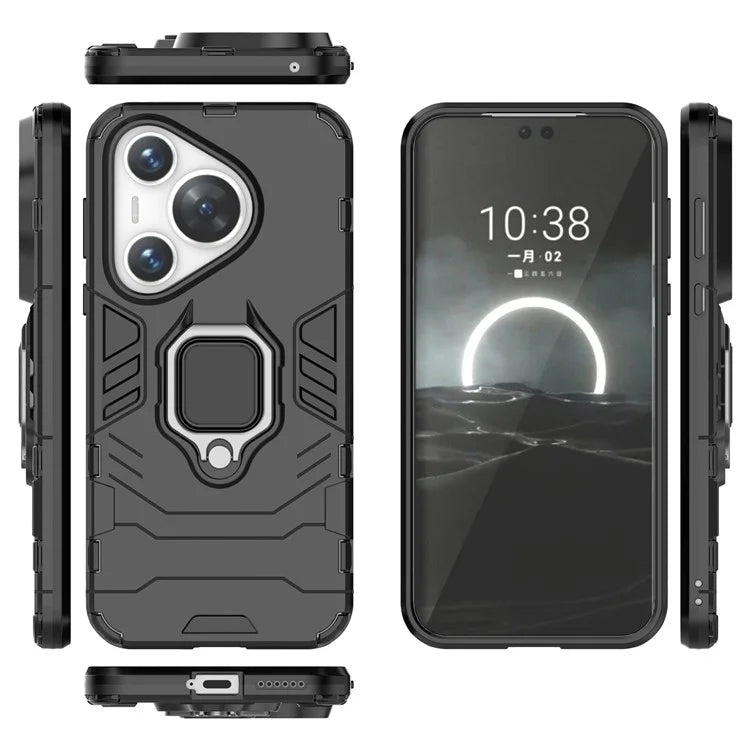 For Huawei Pura 70 Case Slim-Fit PC+TPU Ring Holder Kickstand Protective Cover