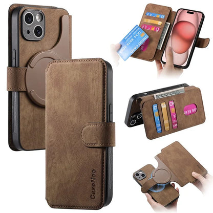 CASENEO MW-03 For iPhone 15 Case Detachable PU Leather Coated TPU Stand Wallet Phone Cover