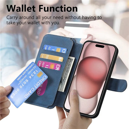 CASENEO MW-03 For iPhone 15 Case Detachable PU Leather Coated TPU Stand Wallet Phone Cover
