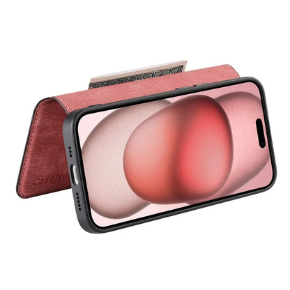 CASENEO MW-03 For iPhone 15 Case Detachable PU Leather Coated TPU Stand Wallet Phone Cover