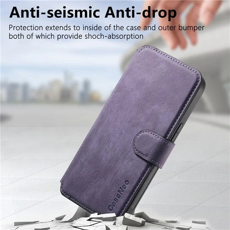 CASENEO MW-03 For iPhone 15 Case Detachable PU Leather Coated TPU Stand Wallet Phone Cover