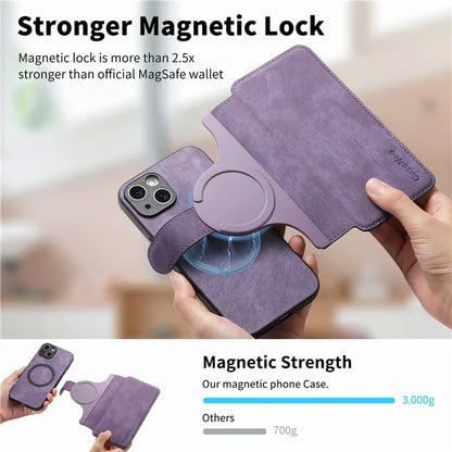 CASENEO MW-03 For iPhone 15 Case Detachable PU Leather Coated TPU Stand Wallet Phone Cover