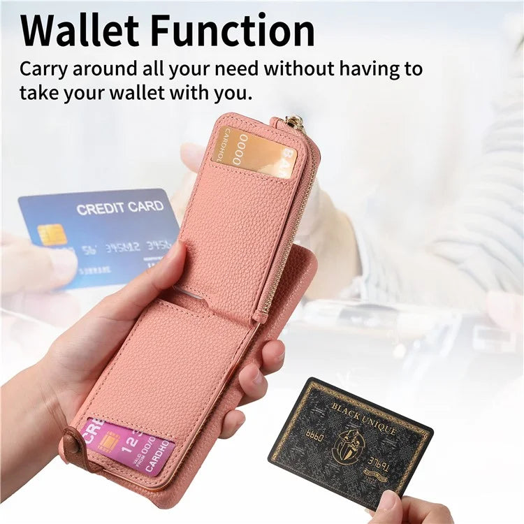 Y3 for Samsung Galaxy S24+ Anti-fall Case Zipper Leather Phone Cover RFID Blocking Ring Kickstand