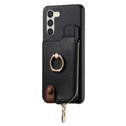 Y3 For Samsung Galaxy S23 Case Zipper RFID Blocking Ring Kickstand Phone Back Cover