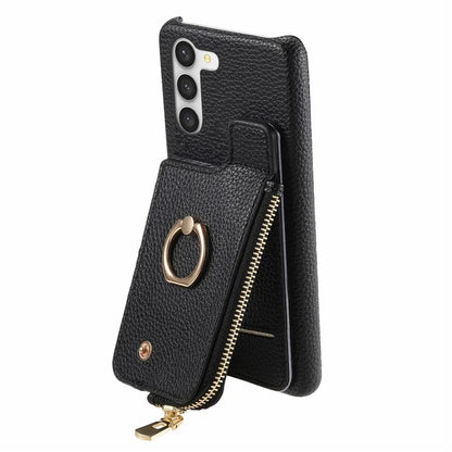 Y3 For Samsung Galaxy S23 Case Zipper RFID Blocking Ring Kickstand Phone Back Cover