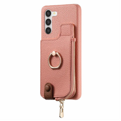 Y3 For Samsung Galaxy S23 Case Zipper RFID Blocking Ring Kickstand Phone Back Cover