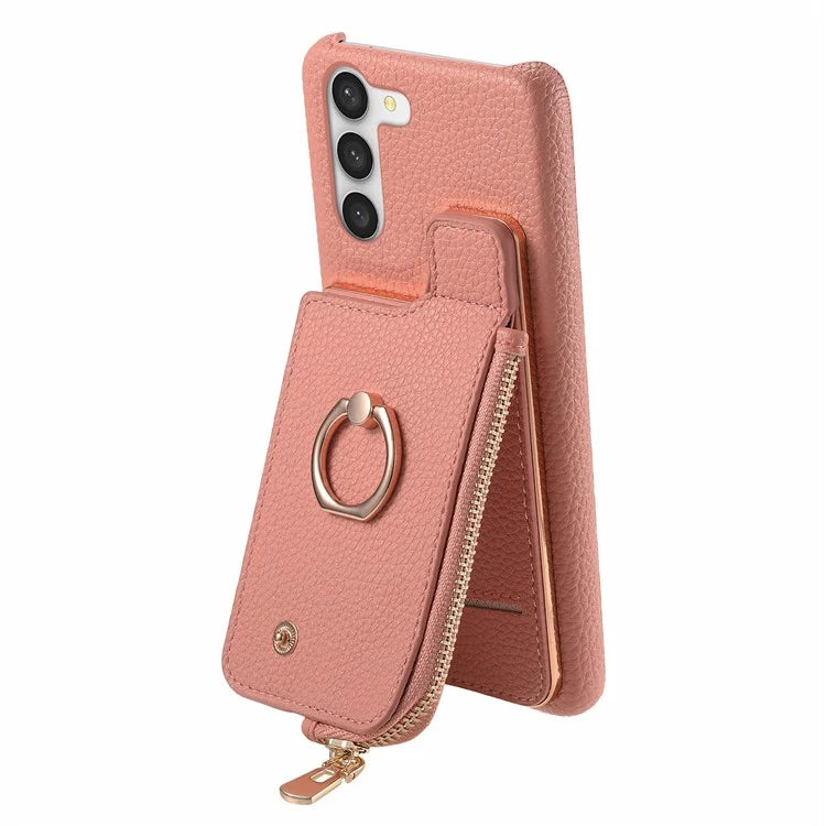 Y3 For Samsung Galaxy S23 Case Zipper RFID Blocking Ring Kickstand Phone Back Cover