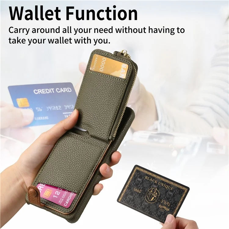 Y3 For Samsung Galaxy S23 Case Zipper RFID Blocking Ring Kickstand Phone Back Cover
