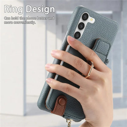 Y3 For Samsung Galaxy S23 Case Zipper RFID Blocking Ring Kickstand Phone Back Cover